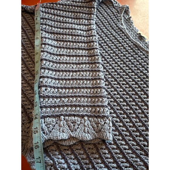 American Eagle Ballet Sweater XL Blue Knit Scallop Hem Real Soft - Picture 7 of 10